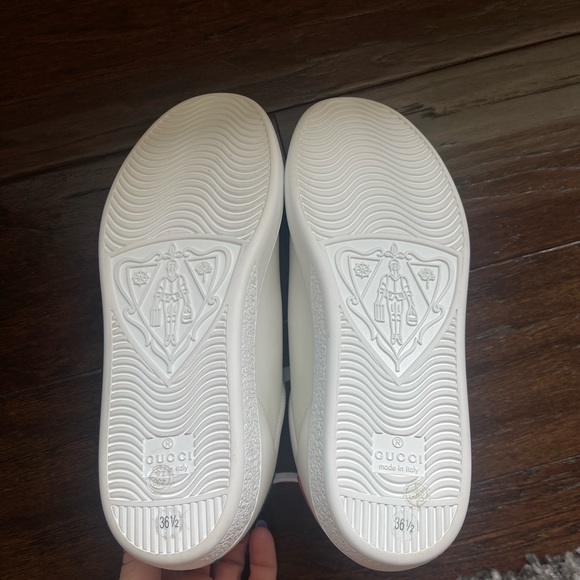 Brand New Gucci Ace Sneakers Green Red Logo GG White Womens Size 36.5 - Picture 10 of 12
